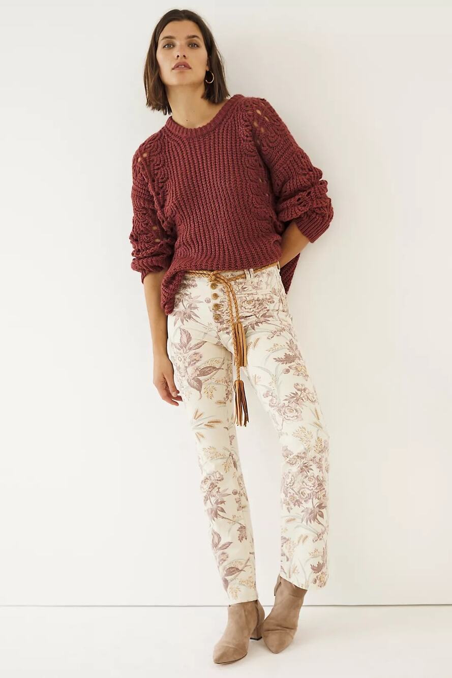 Athro Pilcro High Rise Trouser Bootcut Rose Floral Size 26